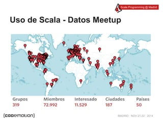 Scala Programming @ Madrid 
Uso de Scala - Datos Meetup 
MADRID · NOV 21-22 · 2014 
 