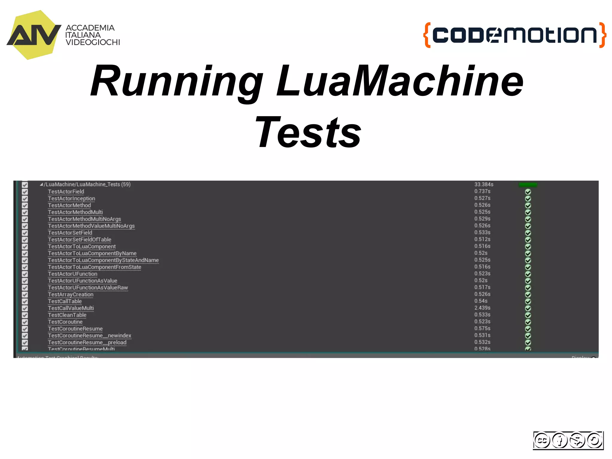 Running LuaMachine
Tests
 
