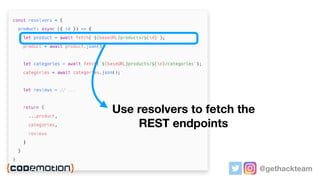 @gethackteam
Use resolvers to fetch the
REST endpoints
 