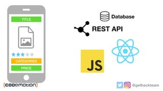 @gethackteam
TITLE
CATEGORIES
PRICE
REST API
Database
 