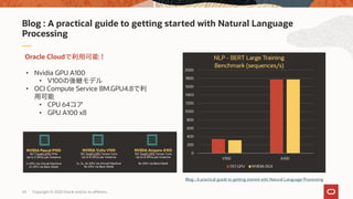 24 Copyright © 2020 Oracle and/or its affiliates.
Blog : A practical guide to getting started with Natural Language
Proces...
