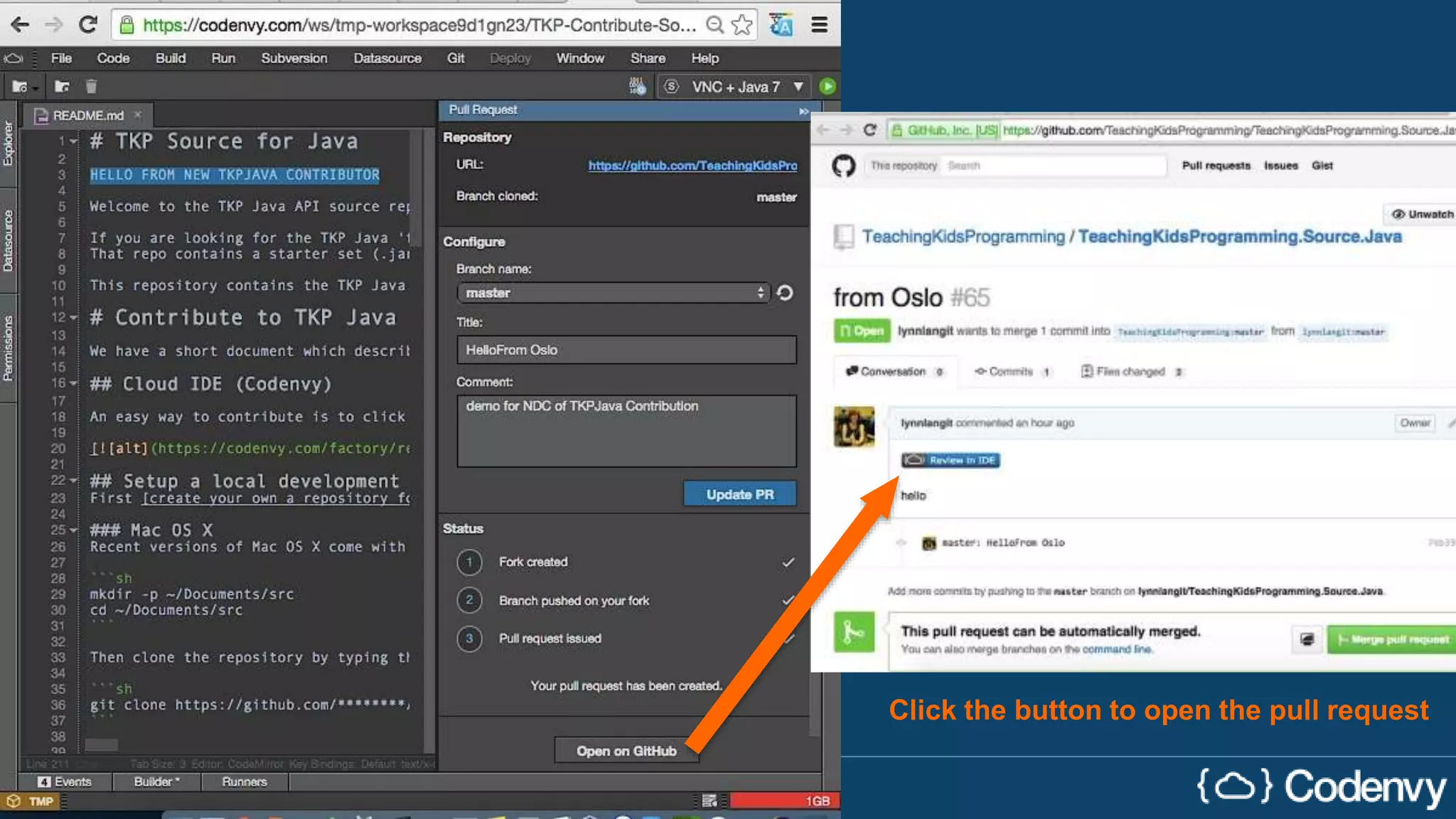 Click the button to open the pull request
 