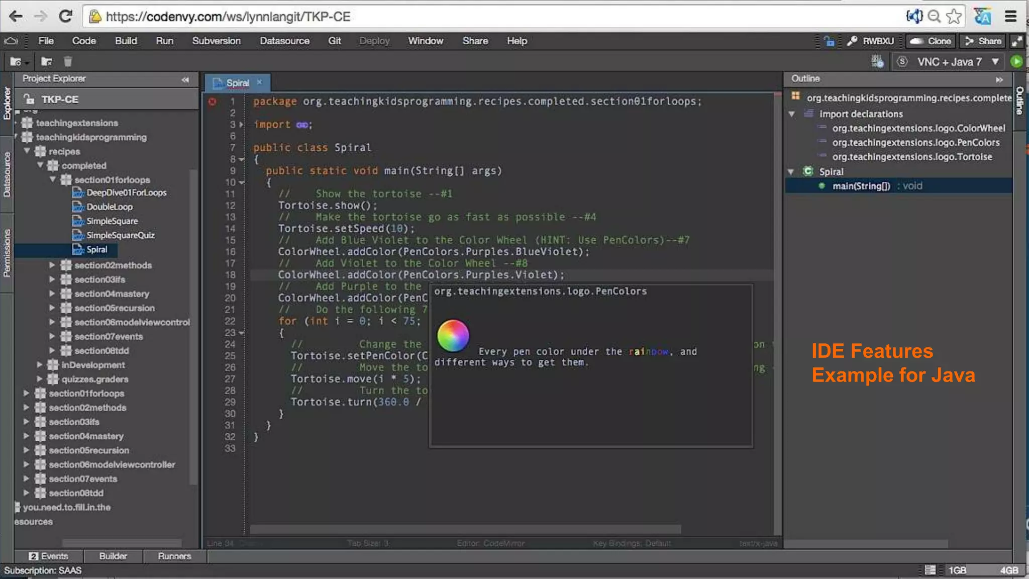 IDE Features
IDE Features
Example for Java
 