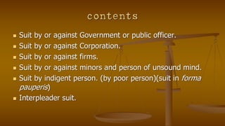 Code of civil procedure 1908 suits in particular cases pptx