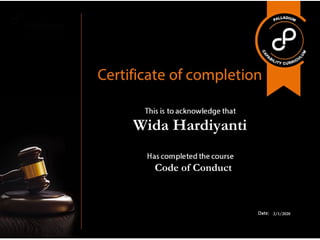 Wida Hardiyanti
Code of Conduct
2/1/2020
 