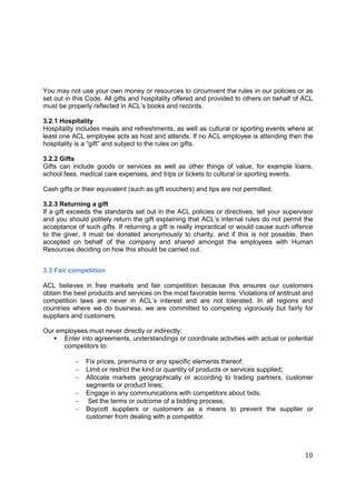 Code Of Conduct And Business Ethics