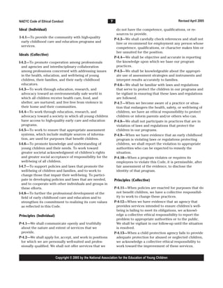 Naeyc Code Code of ethical conduct statement | PDF
