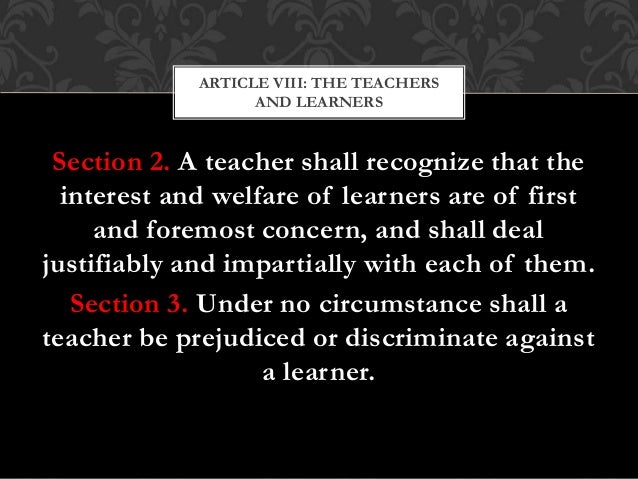 Code Of Ethics For Professional Teachers Art 7