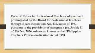 Code Of Ethics For Teachers Code Of Ethics For Teachers