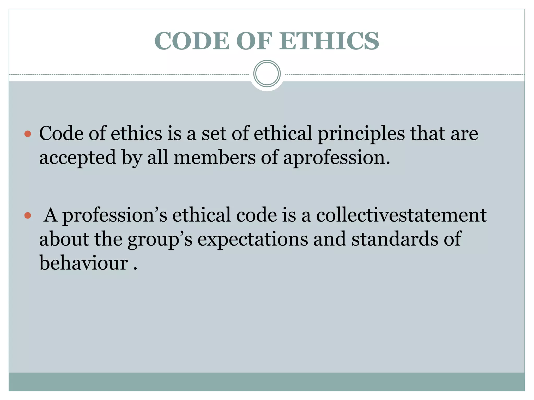 Code of ethics for nurses