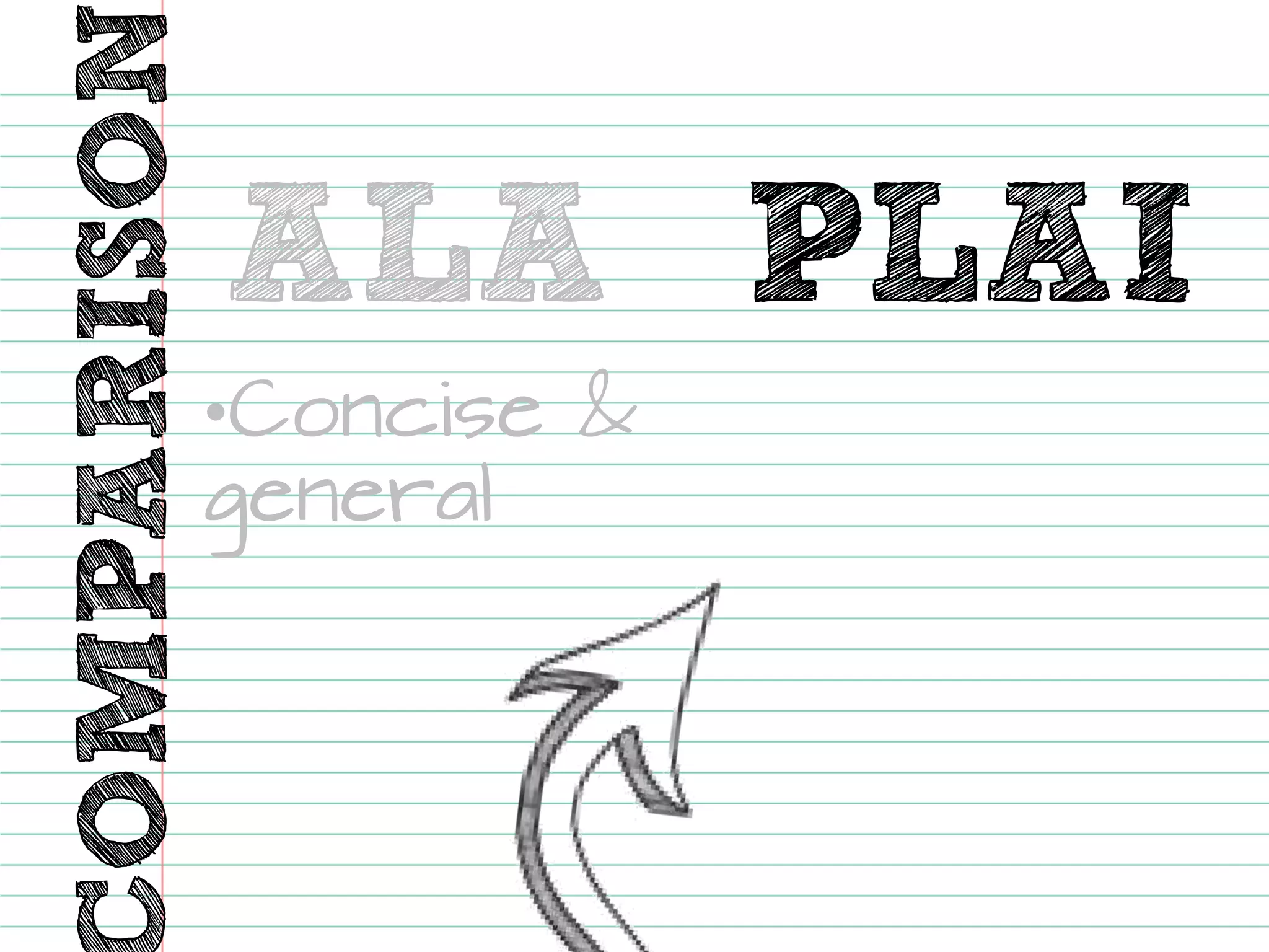 COMPARISON 
ALA 
•Concise & general 
PLAI  