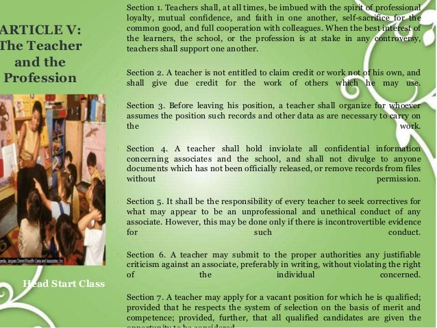 Code Of Ethics For Professional Teachers