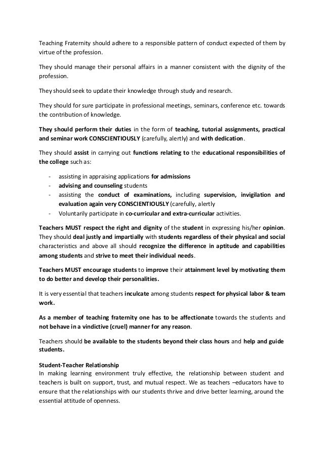 Code Of Ethics For Professional Teachers