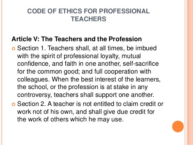 Code Of Ethics For Professional Teachers Code Of Ethics For Professional Teachers