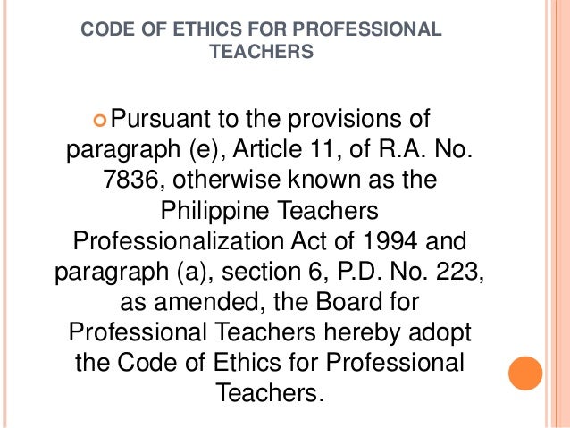 Code Of Ethics For Professional Teachers Code Of Ethics For Professional Teachers