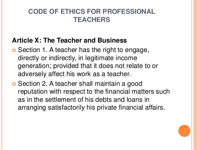 Code Of Ethics For Professional Teachers Code Of Ethics For Professional Teachers