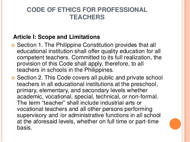 Code Of Ethics For Professional Teachers