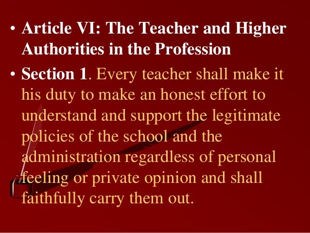 Code Of Ethics For Professional Teachers