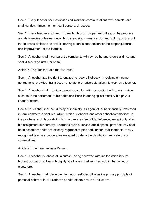 Code Of Ethics For Professional Teachers Code Of Ethics For Professional Teachers