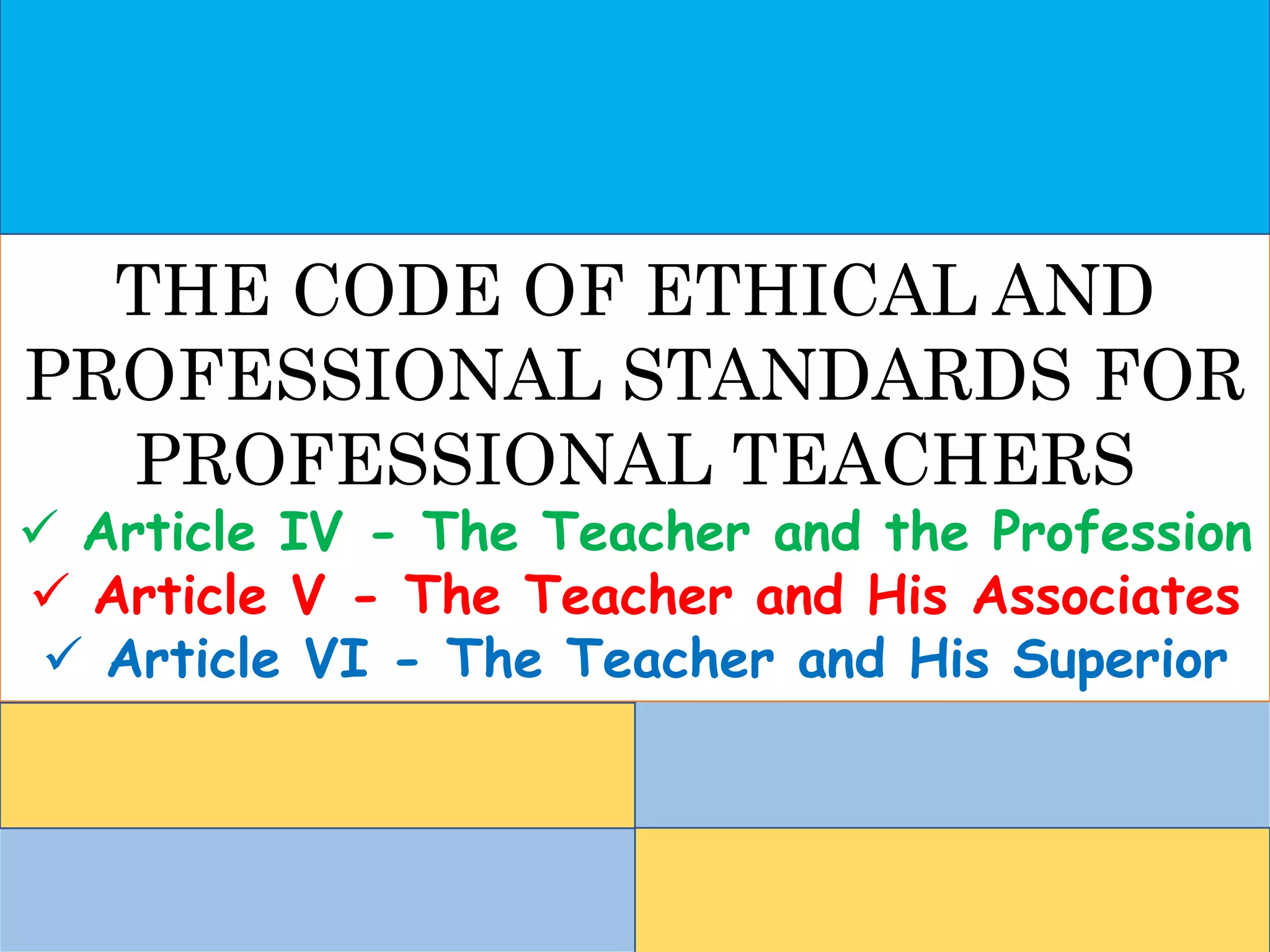 Code of Ethics for Professional Teachers.pptx | Professional School ...