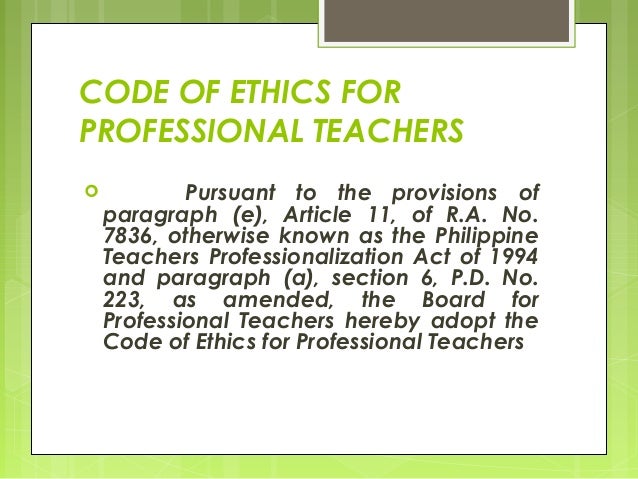 Code Of Ethics For Professional Teachers Simple Code Of Ethics For Professional Teachers Simple