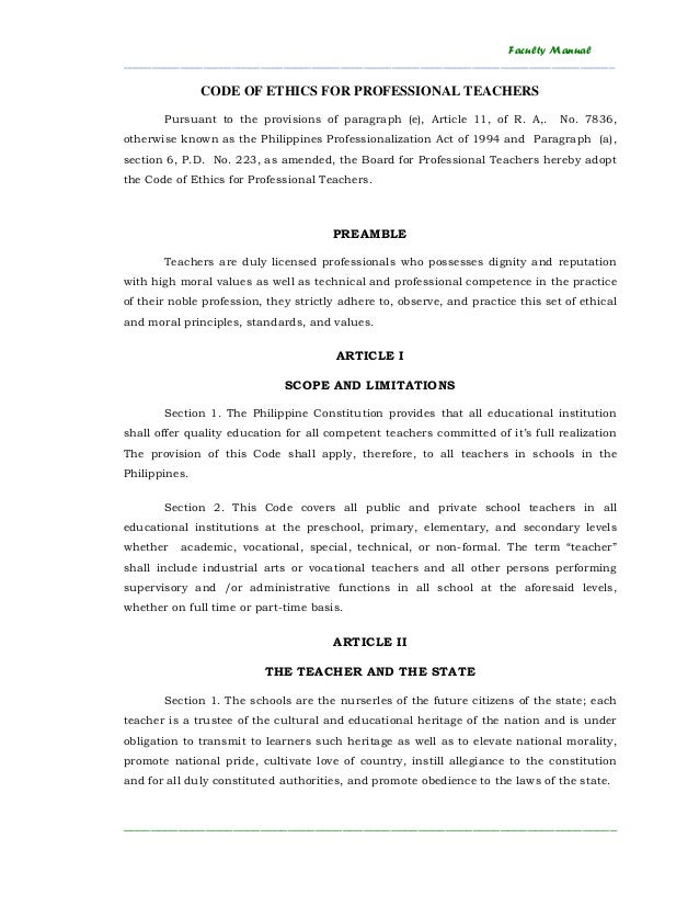 Code Of Ethics For Professional Teachers In The Philippines Doc Code Of Ethics For Professional Teachers In The Philippines Doc