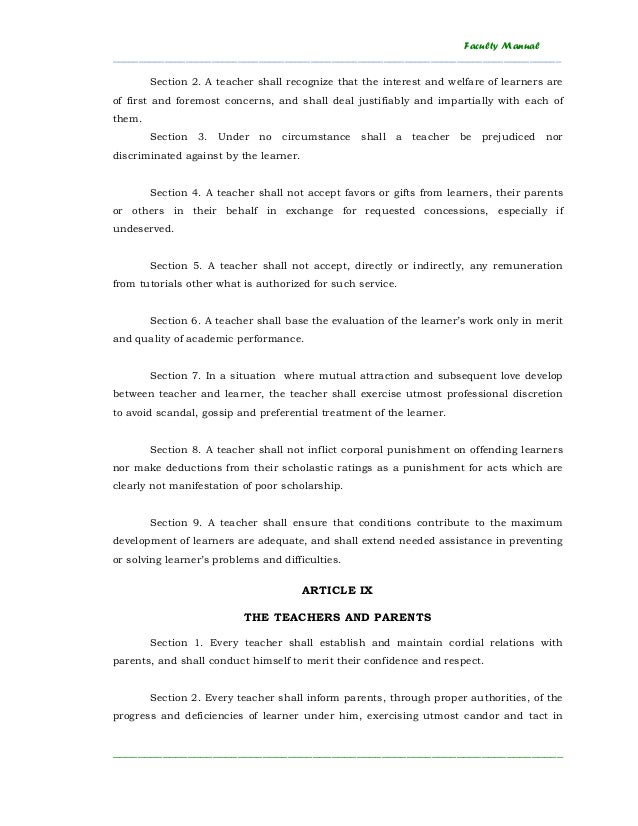 Code Of Ethics For Professional Teachers 1