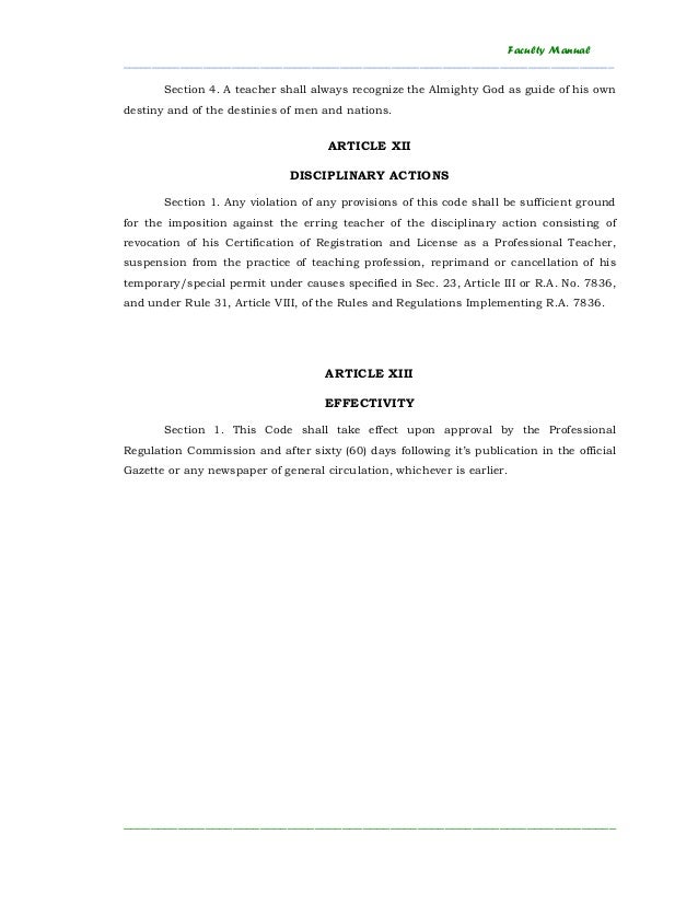 Code Of Ethics For Professional Teachers 1 Code Of Ethics For Professional Teachers 1