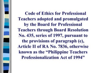 Code Of Ethics For Teachers Code Of Ethics For Teachers
