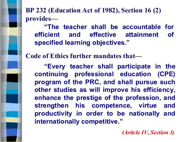 Code Of Ethics For Teachers