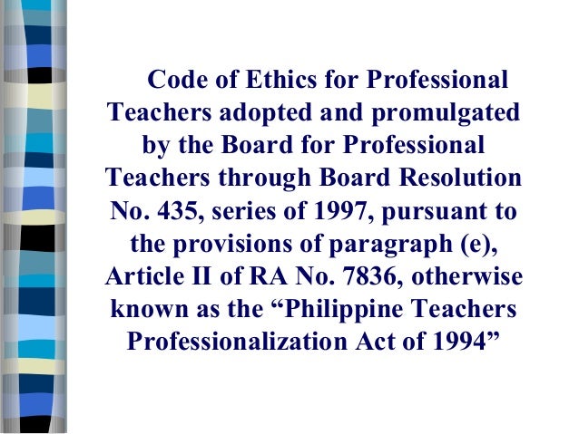 Code Of Ethics For Teachers