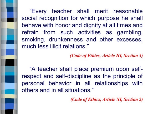 Code Of Ethics For Teachers Code Of Ethics For Teachers