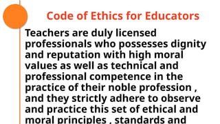 Comprehensive Guide to the Code of Ethics for Educators in Grade One ...