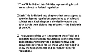 CODE OF FEDERAL REGULATION CFR.pptx