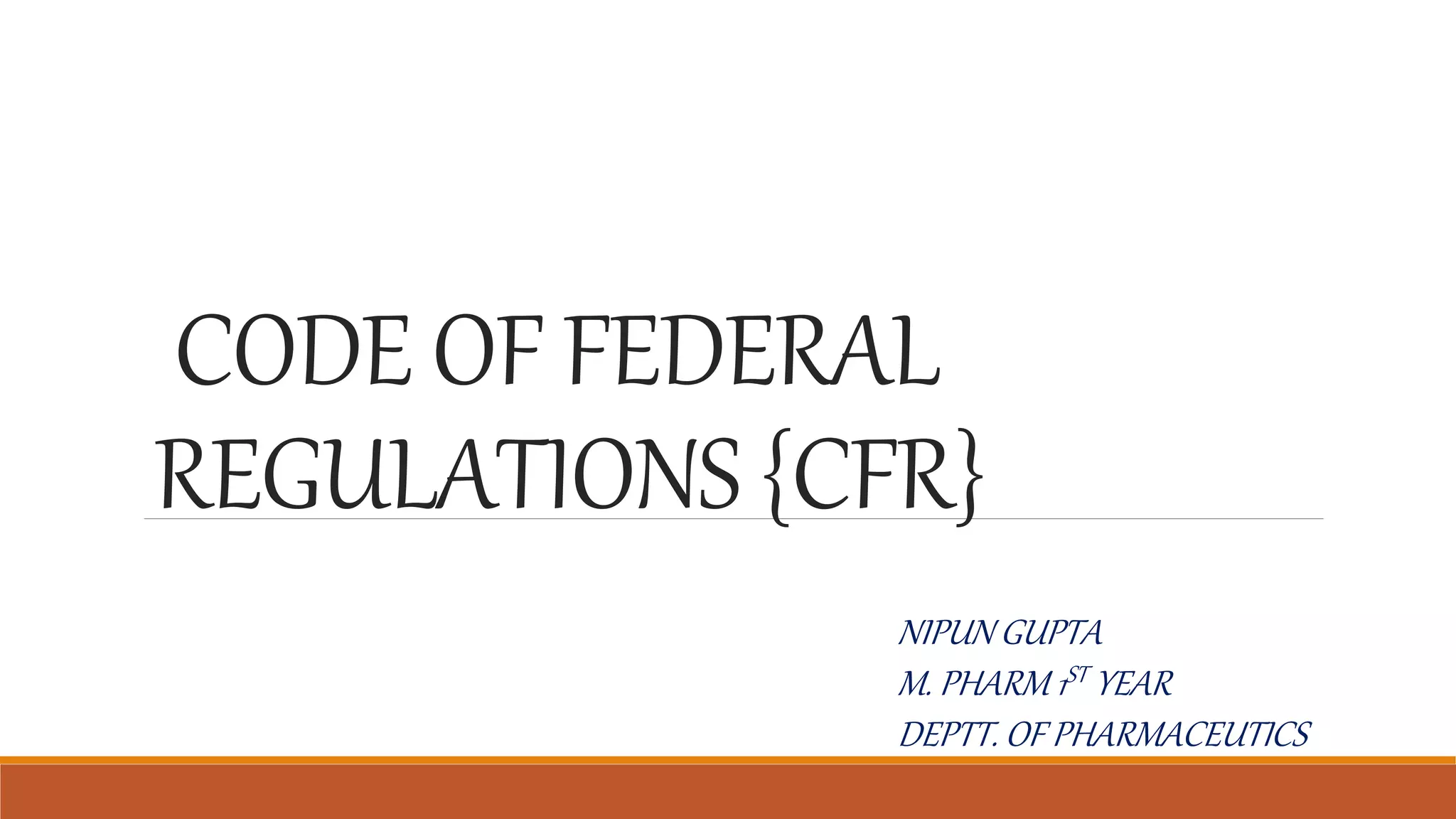 Code of federal regulations cfr ppt