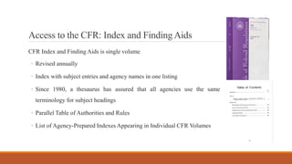 Code of federal regulations {cfr} | PPTX