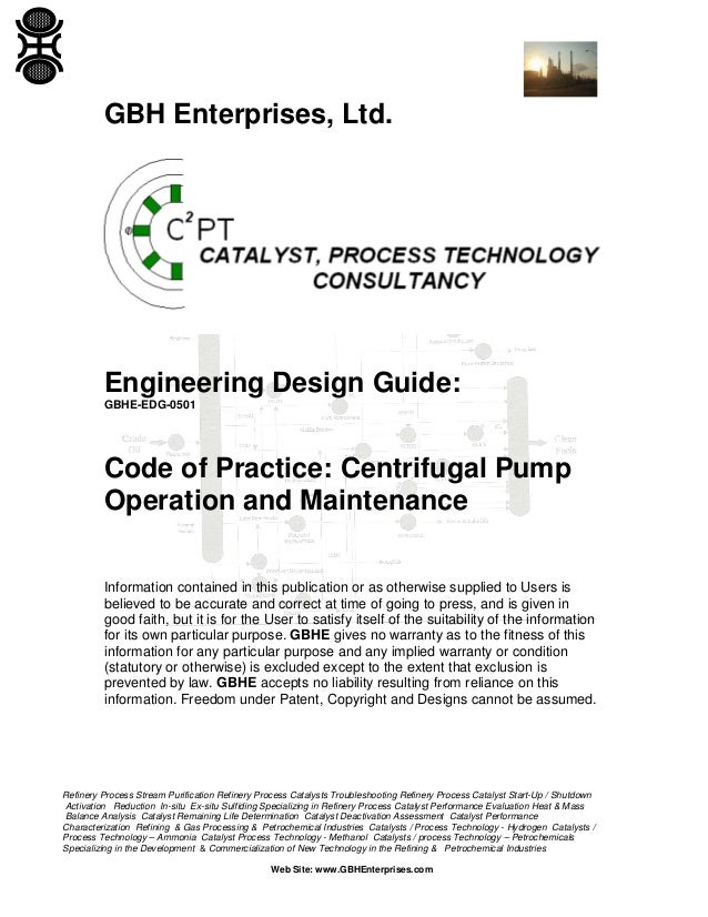 Code of Practice Centrifugal Pump Operation and Maintenance