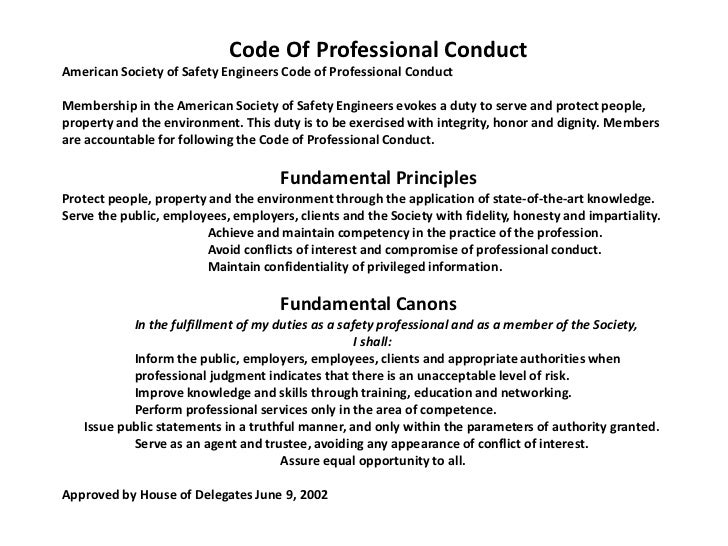 Code Of Professional Conduct 