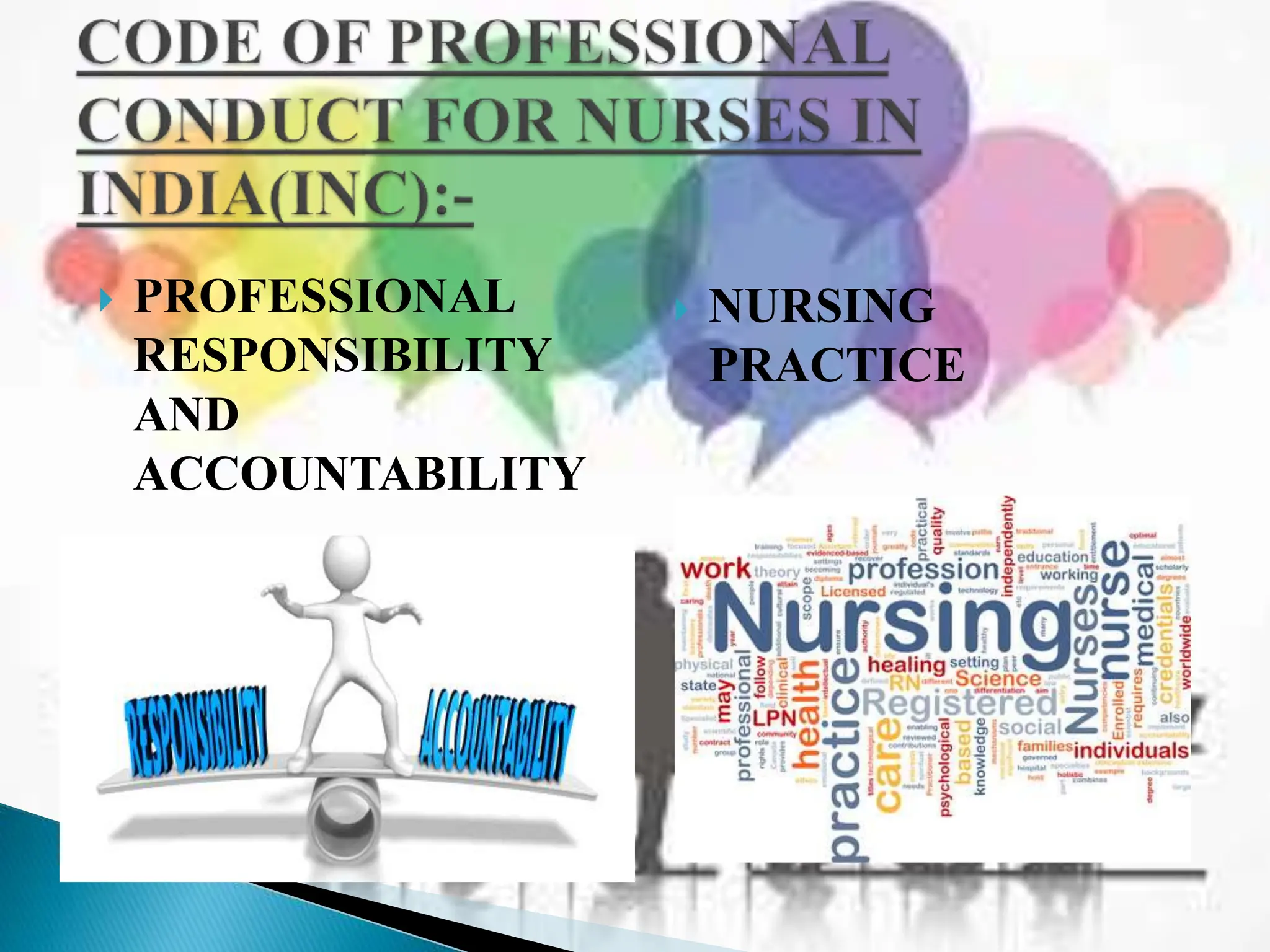  PROFESSIONAL
RESPONSIBILITY
AND
ACCOUNTABILITY
NURSING
PRACTICE