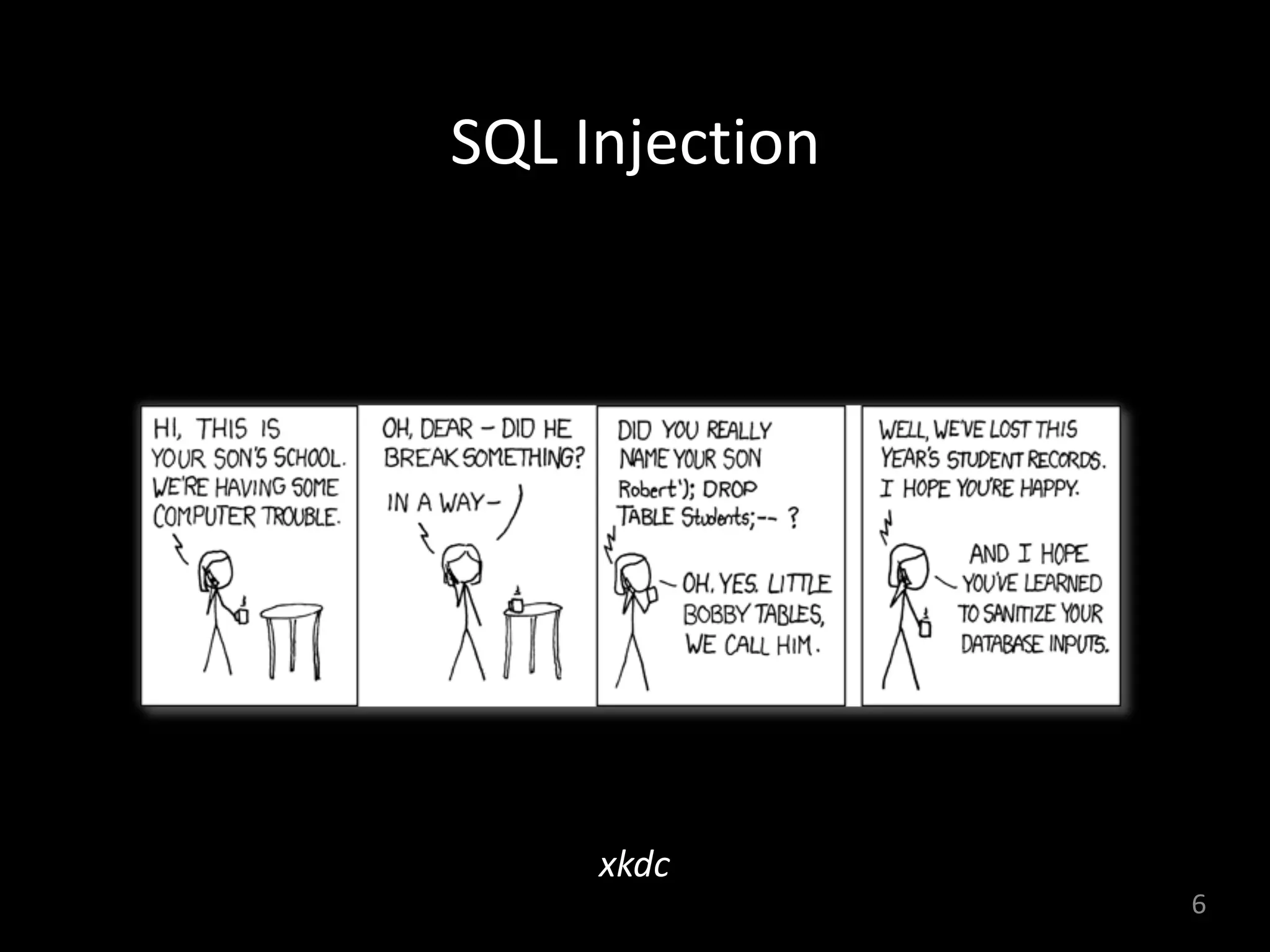 SQL	Injection
6
xkdc
 