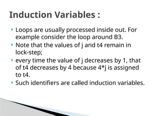 Induction Variable Elimination Example Code optmize.pptx which is related to coding | PPTX