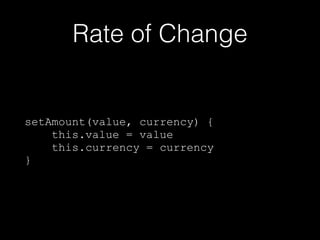 Rate of Change
setAmount(value, currency) {
this.value = value
this.currency = currency
}
 