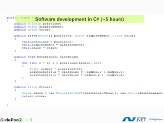 Software development CONFIDENTIAL
           MICROSOFT in C# (~5 hours)
 