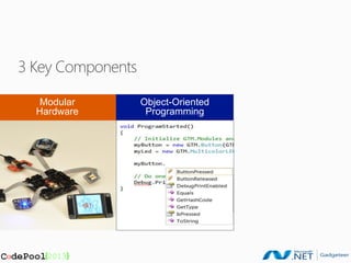 3 Key Components

   Modular         Object-Oriented
  Hardware          Programming
 