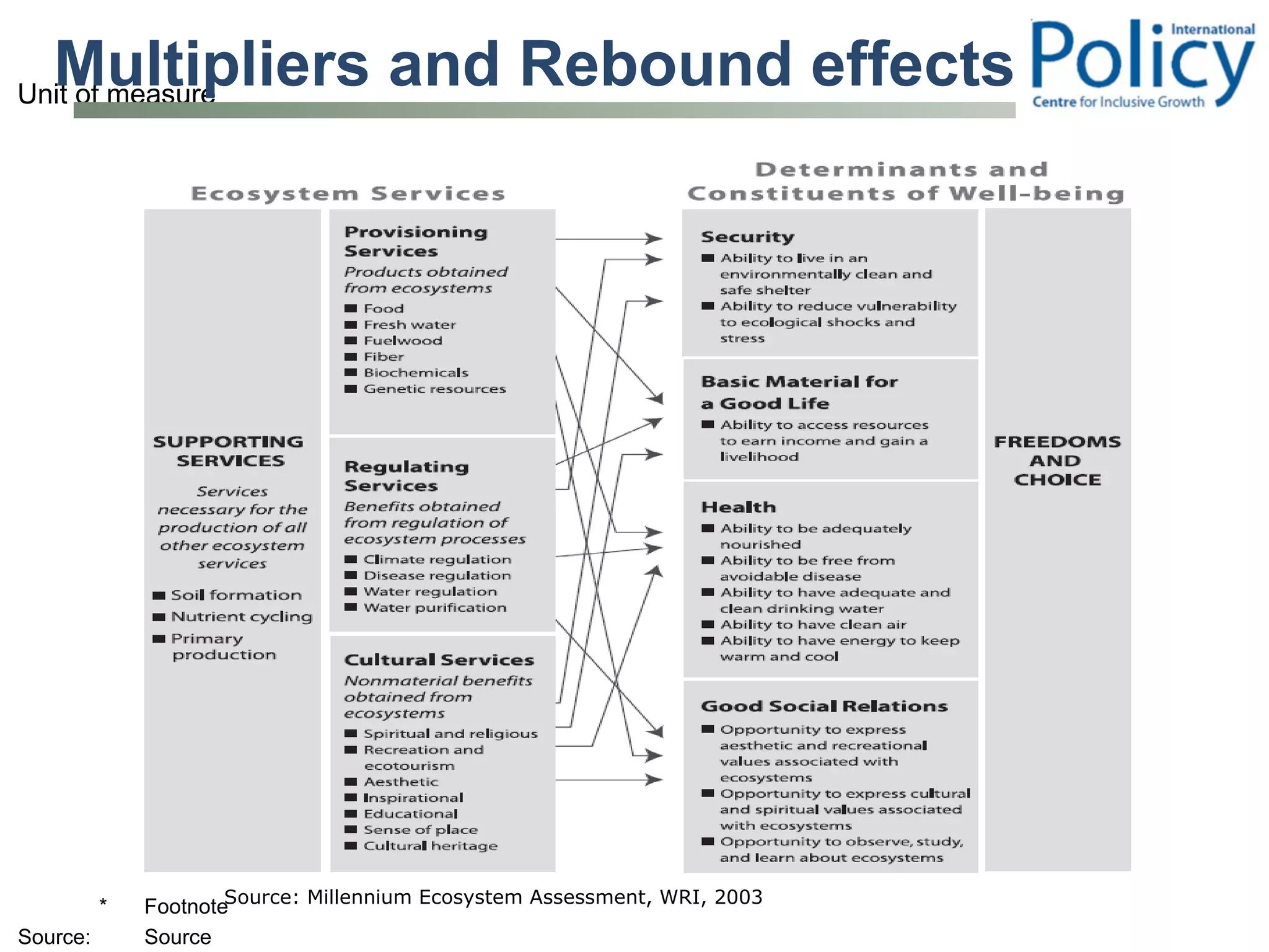 Multipliers and Rebound effects Source: Millennium Ecosystem Assessment, WRI, 2003 