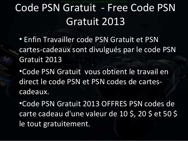 Free Code Psn Gratuit 13