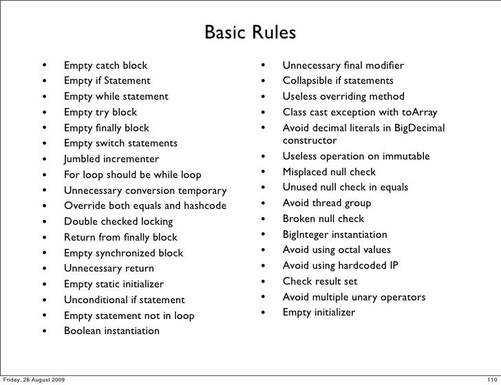 Basic Rules Empty Catch