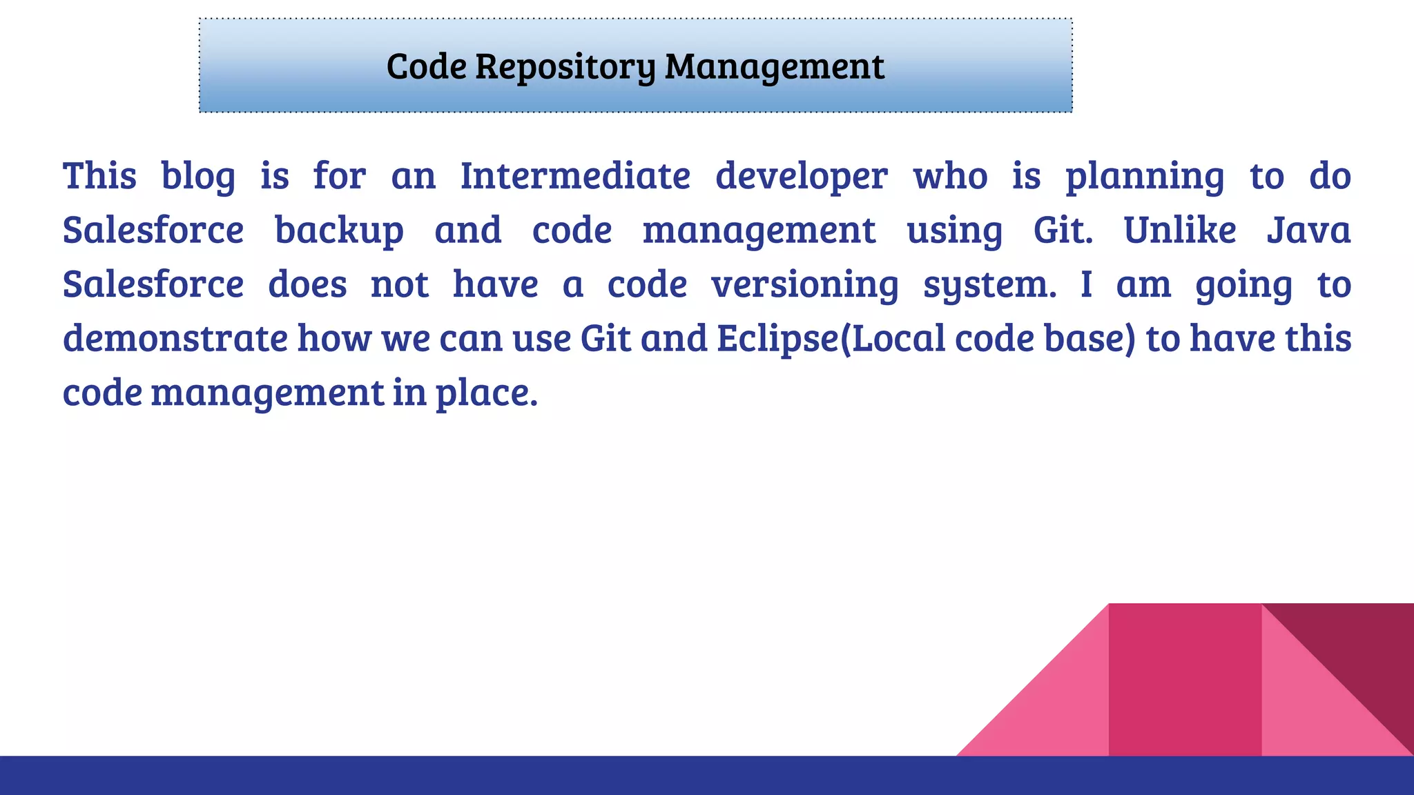 Code repository management | PPT