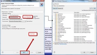 Next step
is to
select the
metadata
you want
to
retrieve
from the
Sandbox
and then
click OK.
 