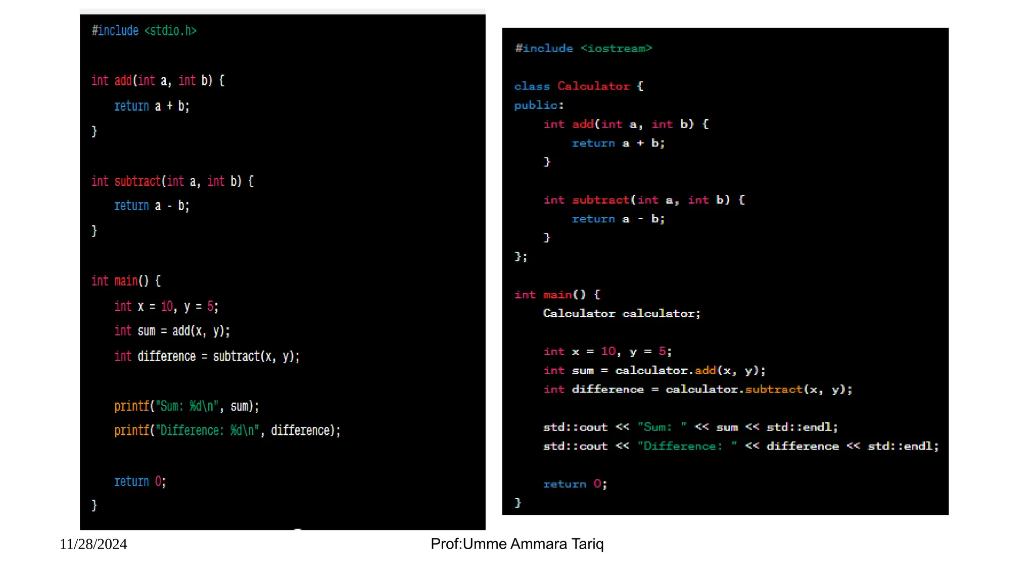 11/28/2024 Prof:Umme Ammara Tariq
 